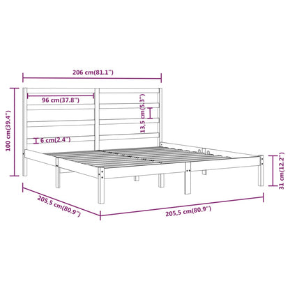 Bed Frame without Mattress Honey Brown 200x200 cm Solid Wood Pine