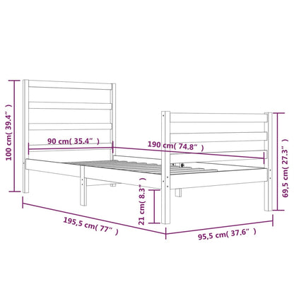 Bed Frame without Mattress Solid Wood Pine 90x190 cm Single Single