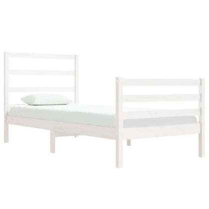 Bed Frame without Mattress White Solid Wood Pine 90x190 cm Single Single