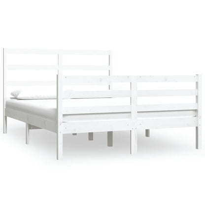 Bed Frame without Mattress White Solid Wood Pine 120x190 cm Small Double