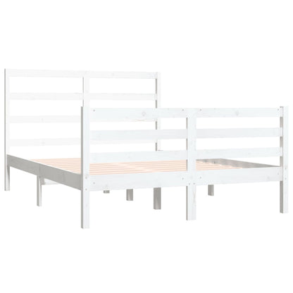 Bed Frame without Mattress White Solid Wood Pine 120x190 cm Small Double