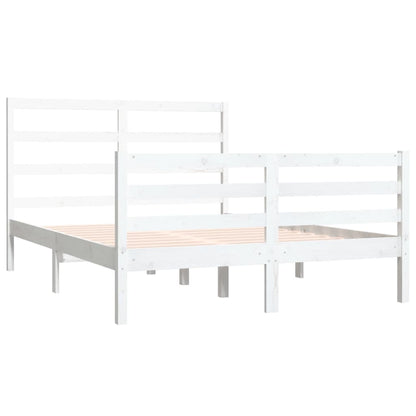 Bed Frame without Mattress White Solid Wood Pine 140x190 cm