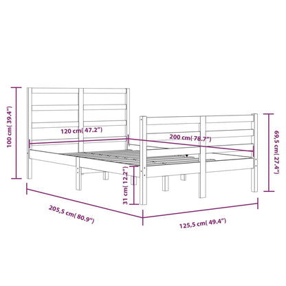 Bed Frame without Mattress Solid Wood Pine 120x200 cm