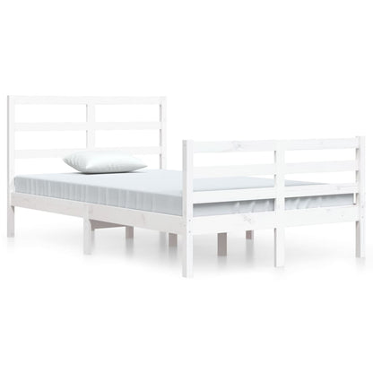 Bed Frame without Mattress White Solid Wood Pine 120x200 cm