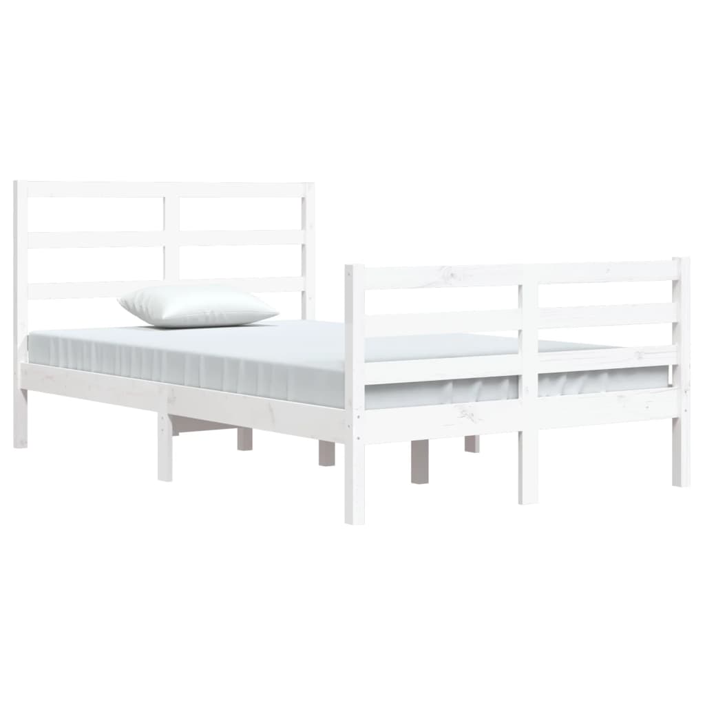 Bed Frame without Mattress White Solid Wood Pine 120x200 cm