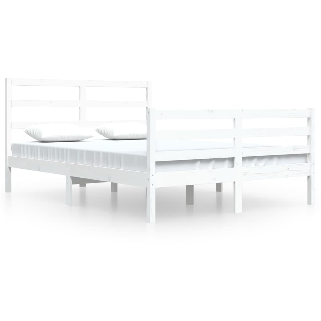 Bed Frame without Mattress White Solid Wood Pine 140x200 cm