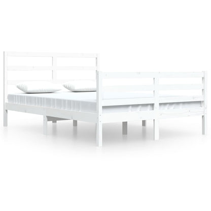 Bed Frame without Mattress White Solid Wood Pine 140x200 cm