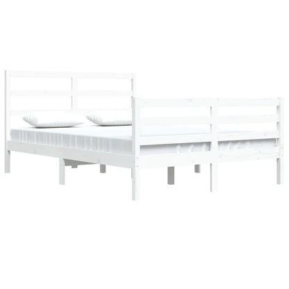 Bed Frame without Mattress White Solid Wood Pine 140x200 cm