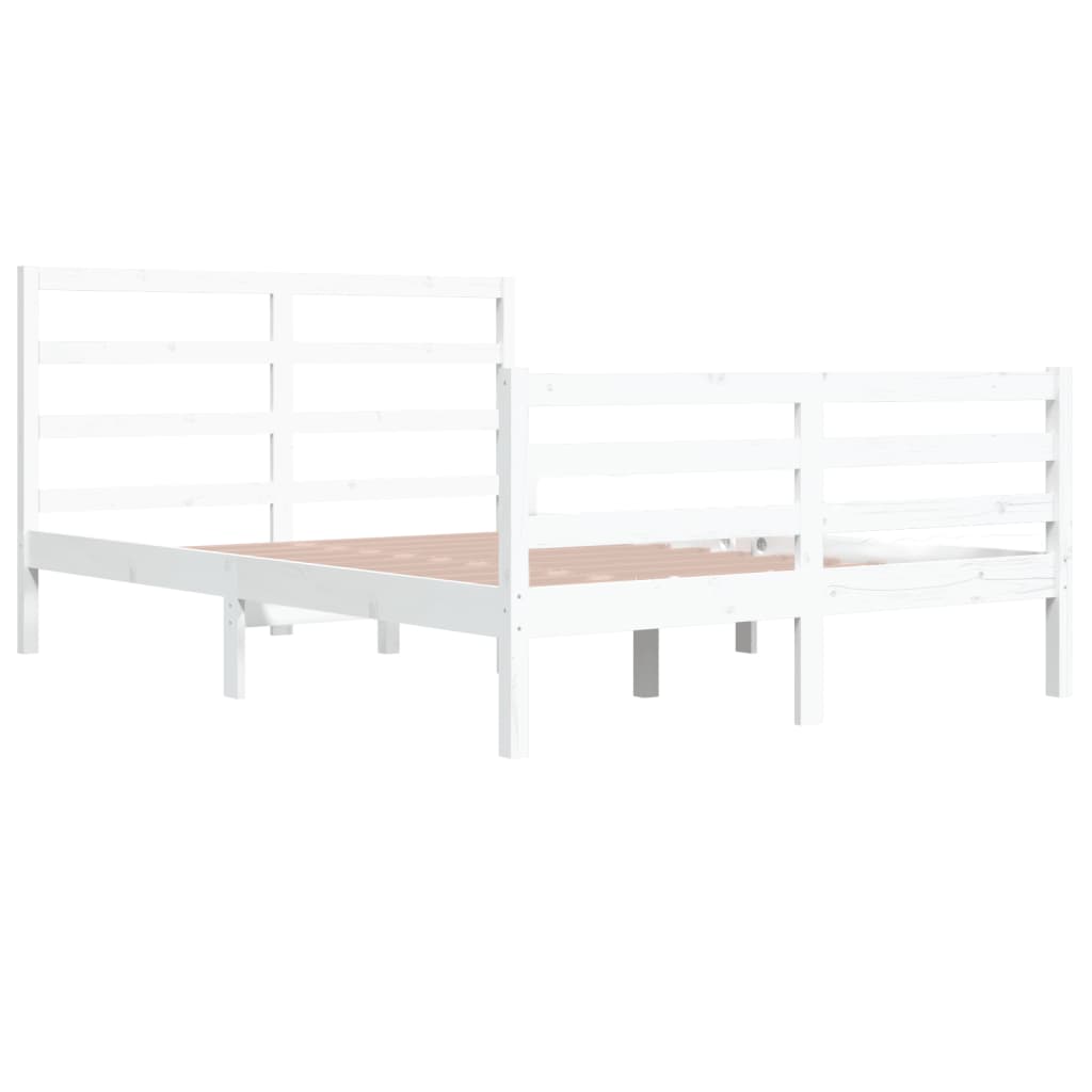 Bed Frame without Mattress White Solid Wood Pine 140x200 cm