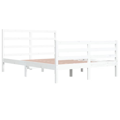 Bed Frame without Mattress White Solid Wood Pine 140x200 cm