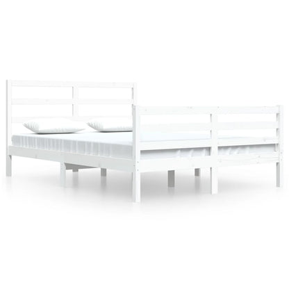 Bed Frame without Mattress White Solid Wood Pine 160x200 cm