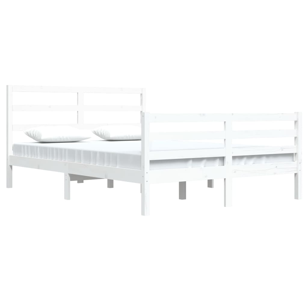 Bed Frame without Mattress White Solid Wood Pine 160x200 cm