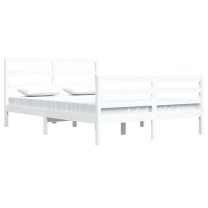 Bed Frame without Mattress White Solid Wood Pine 160x200 cm