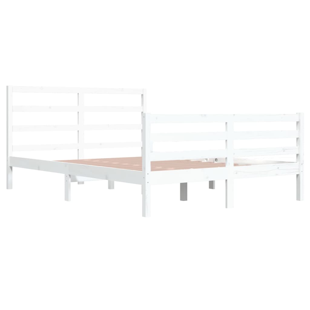 Bed Frame without Mattress White Solid Wood Pine 160x200 cm
