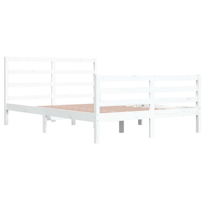 Bed Frame without Mattress White Solid Wood Pine 160x200 cm
