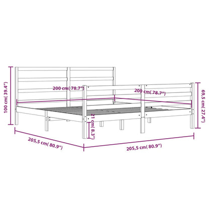 Bed Frame without Mattress White Solid Wood Pine 200x200 cm