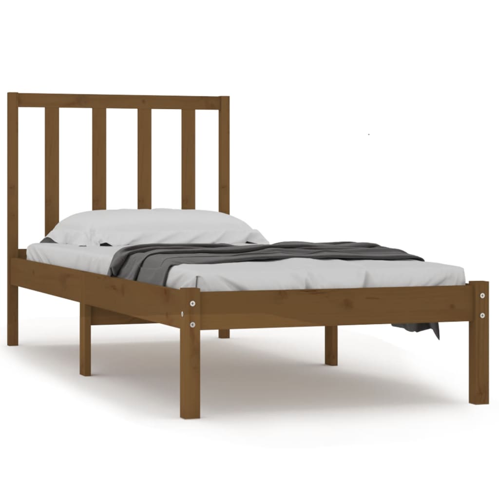 Bed Frame without Mattress Honey Brown Solid Wood Pine 100x200 cm