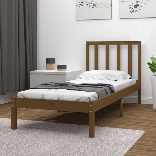 Bed Frame without Mattress Honey Brown Solid Wood Pine 100x200 cm