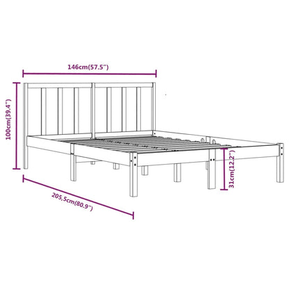 Bed Frame without Mattress White Solid Wood Pine 140x200 cm