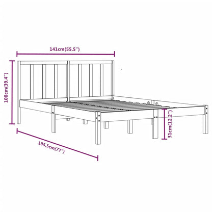 Bed Frame without Mattress Solid Wood Pine 135x190 cm Double Double