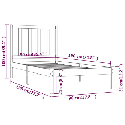 Bed Frame without Mattress Solid Wood Pine 90x190 cm Single Single