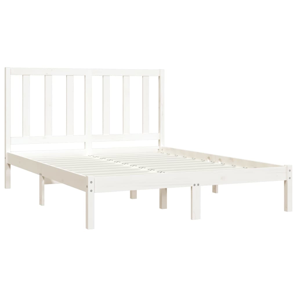 Bed Frame without Mattress White Solid Wood Pine 140x200 cm