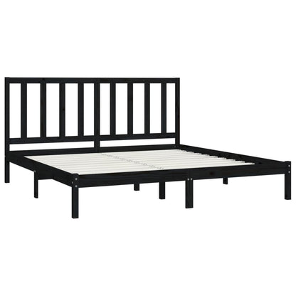 Bed Frame without Mattress Black Solid Wood Pine 200x200 cm