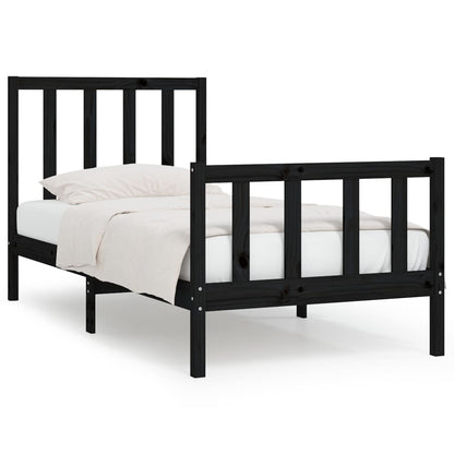 Bed Frame without Mattress Black 75x190 cm Small Single Solid Wood