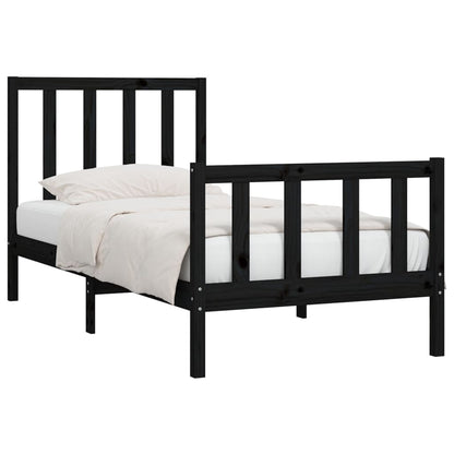 Bed Frame without Mattress Black 75x190 cm Small Single Solid Wood