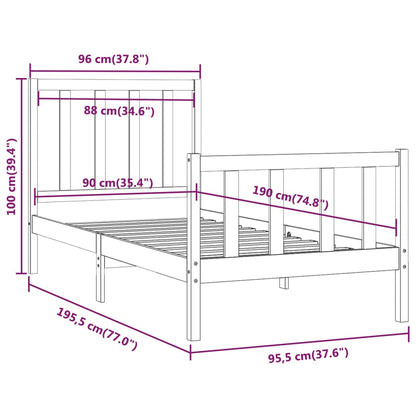 Bed Frame without Mattress 90x190 cm Single Solid Wood