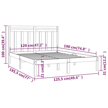 Bed Frame without Mattress 120x190 cm Small Double Solid Wood