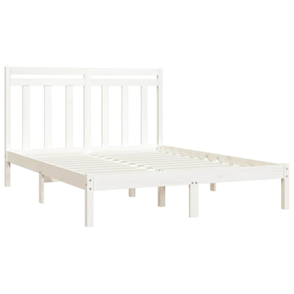 Bed Frame without Mattress White 135x190 cm Double Solid Wood