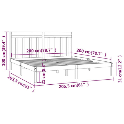 Bed Frame without Mattress Honey Brown 200x200 cm Solid Wood