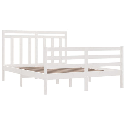 Bed Frame without Mattress White 135x190 cm Double Solid Wood
