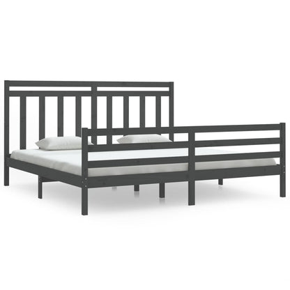 Bed Frame without Mattress Grey 200x200 cm Solid Wood