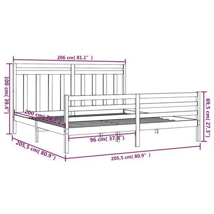 Bed Frame without Mattress Grey 200x200 cm Solid Wood