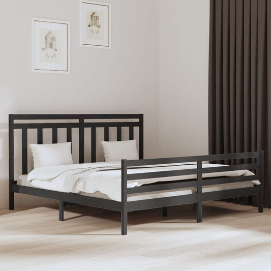 Bed Frame without Mattress Grey 200x200 cm Solid Wood