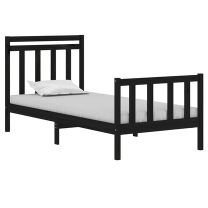 Bed Frame without Mattress Black 75x190 cm Small Single Solid Wood