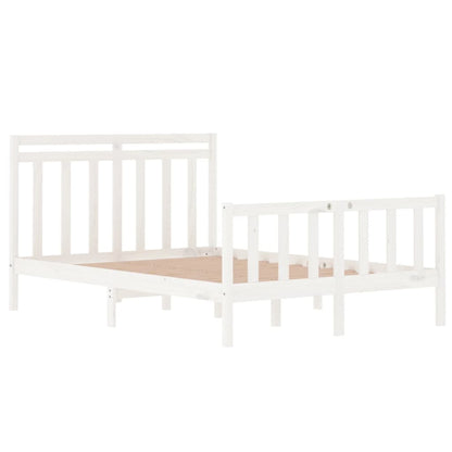 Bed Frame without Mattress White 135x190 cm Double Solid Wood