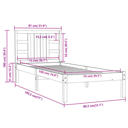 Bed Frame without Mattress 75x190 cm Small Single Solid Wood
