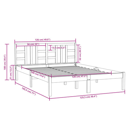 Bed Frame without Mattress White 120x190 cm Small Double Solid Wood