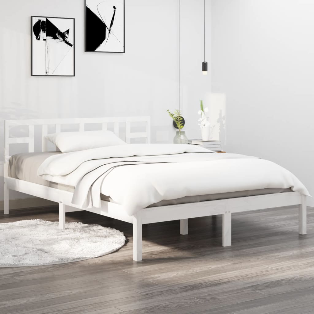 Bed Frame without Mattress White 120x190 cm Small Double Solid Wood