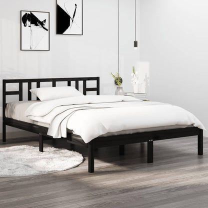 Bed Frame without Mattress Black 140x190 cm Solid Wood