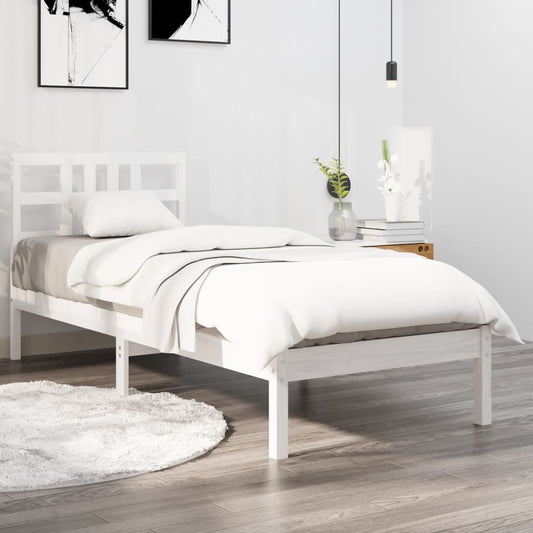 Bed Frame without Mattress White 100x200 cm Solid Wood