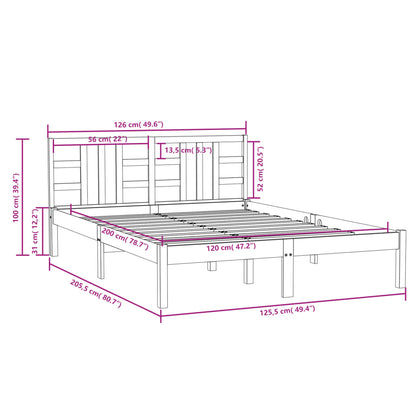 Bed Frame without Mattress 120x200 cm Solid Wood