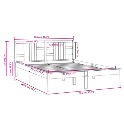 Bed Frame without Mattress White 120x200 cm Solid Wood