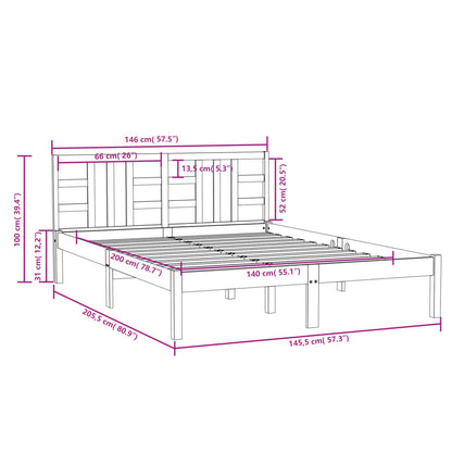 Bed Frame without Mattress 140x200 cm Solid Wood