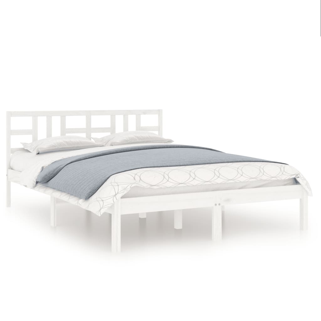 Bed Frame without Mattress White 150x200 cm King Size Solid Wood
