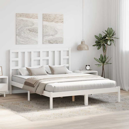 Bed Frame without Mattress White 150x200 cm King Size Solid Wood