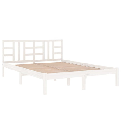 Bed Frame without Mattress White 150x200 cm King Size Solid Wood